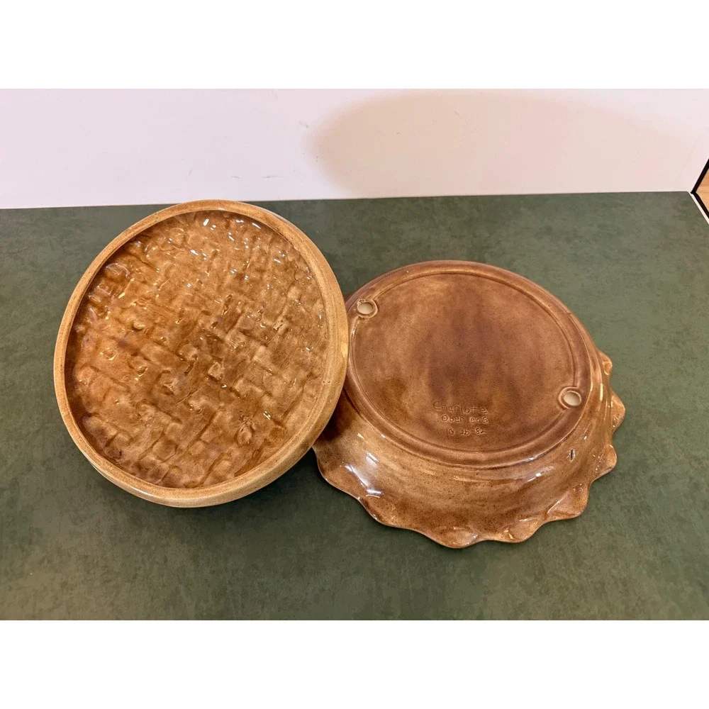 Vintage 1982 Ceramic Cherry Pie Baker with Lattice Lid